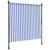 vidaXL Rolgordijn voor buiten 200x270 cm stof en staal blauw en wit