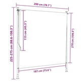 vidaXL Rolgordijn voor buiten 200x270 cm stof en staal blauw en wit