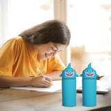 Pennenetui zacht siliconen cartoon unisex grote capaciteit uitschuifbaar 2-in-1 pennenhouder
