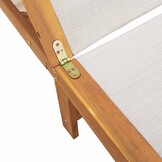 vidaXL Ligbed met tafel massief acaciahout en textileen grijs