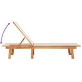 vidaXL Ligbed met tafel massief acaciahout en textileen grijs
