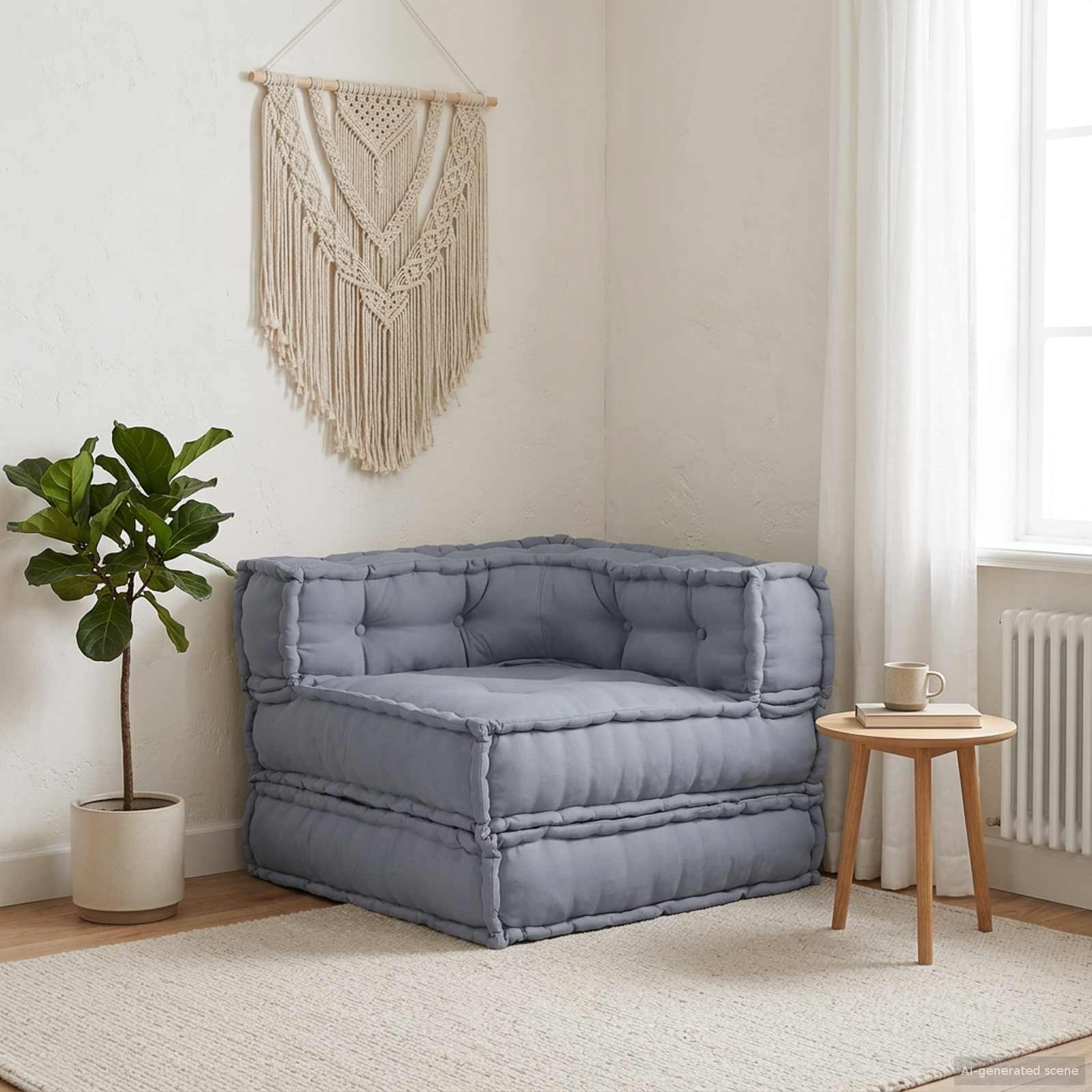 vidaXL Modulair Sofabet Stof Grijs 70 x 70 x 56 cm