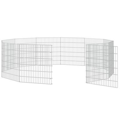 vidaXL Dierenverblijf 12 panelen 54x60 cm gegalvaniseerd ijzer