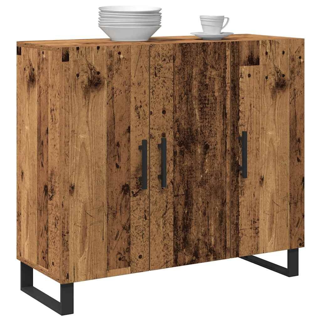 vidaXL Dressoir Oudhout 90 x 34 x 80 cm Bewerkt hout