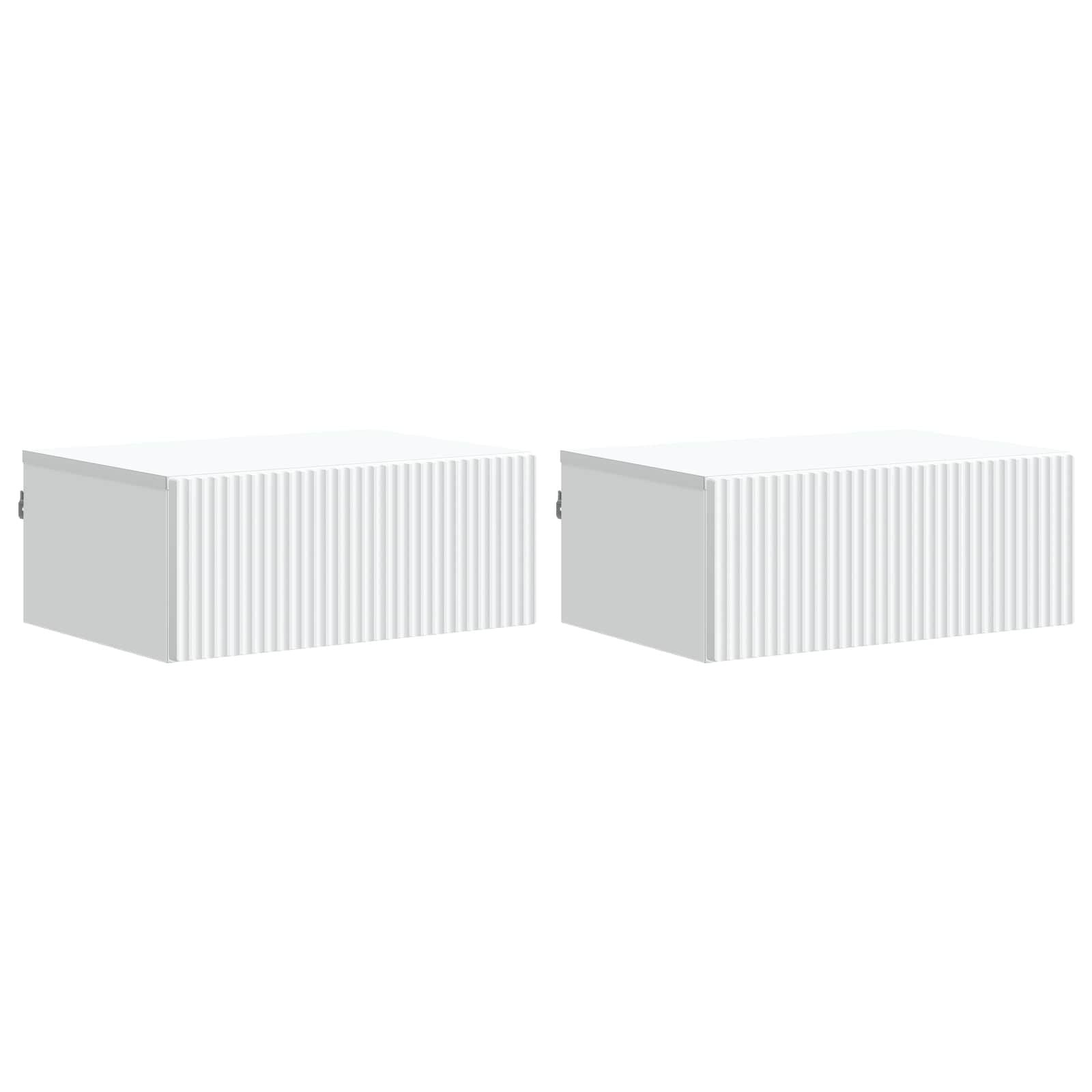 vidaXL Wandbeugel Bedkast 2 st Wit 49 x 34,5 x 20 cm Bewerkt hout