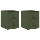 vidaXL Nachtkastjes 2 st 34,5x39x44 cm staal groen