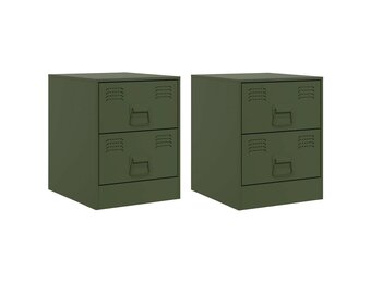 vidaXL Nachtkastjes 2 st 34,5x39x44 cm staal groen