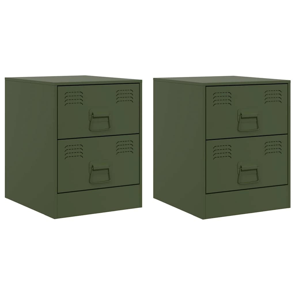 vidaXL Nachtkastjes 2 st 34,5x39x44 cm staal groen