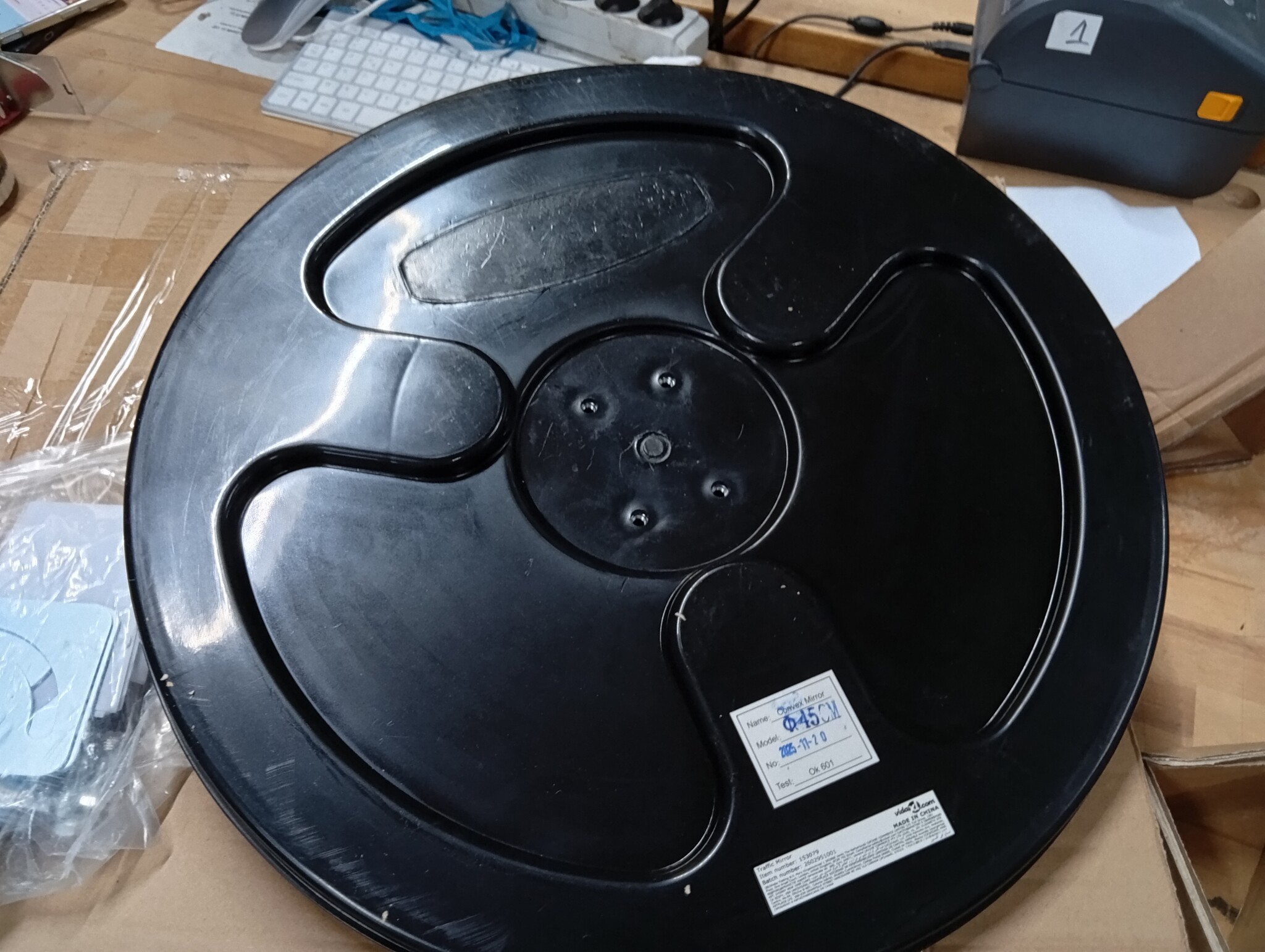 vidaXL Verkeersspiegel voor buiten convex Ø45 cm polycarbonaat zwart