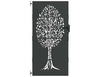 vidaXL Tuinpoort 85 x 200 cm Poedergecoat staal Zwart Vergrendelbaar