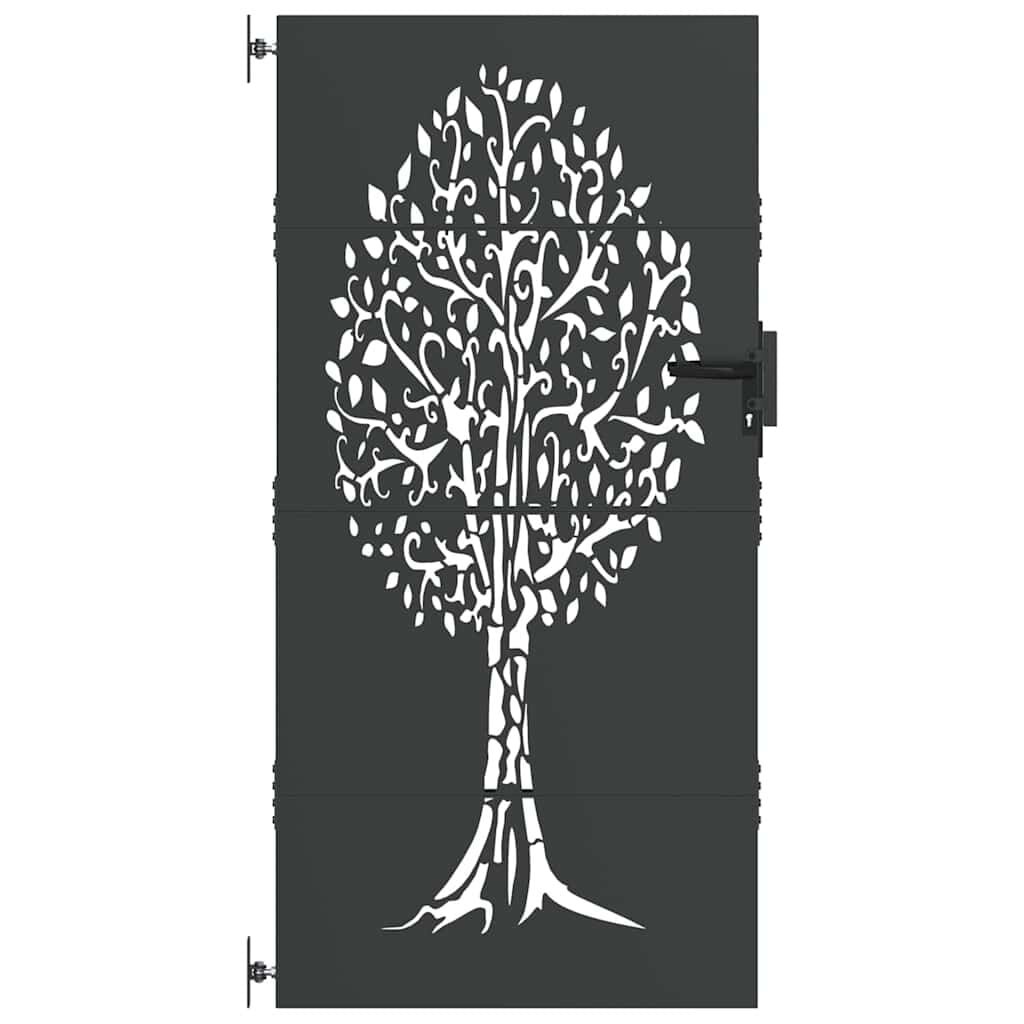 vidaXL Tuinpoort 85 x 200 cm Poedergecoat staal Zwart Vergrendelbaar