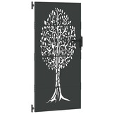 vidaXL Tuinpoort 85 x 200 cm Poedergecoat staal Zwart Vergrendelbaar