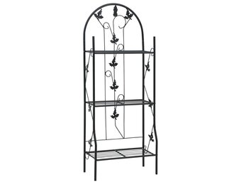 vidaXL Plantenrek 3-laags 52x28x128 cm ijzer zwart
