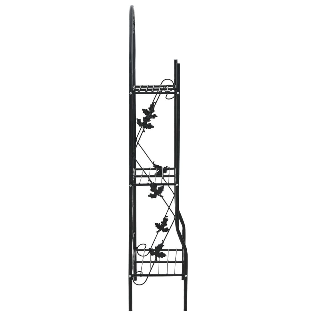 vidaXL Plantenrek 3-laags 52x28x128 cm ijzer zwart