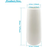 Witte keramische vaas 20 cm hoog geribbeld modern voor pampasgras, verse & gedroogde bloemen | Opening Ø 5.5 cm
