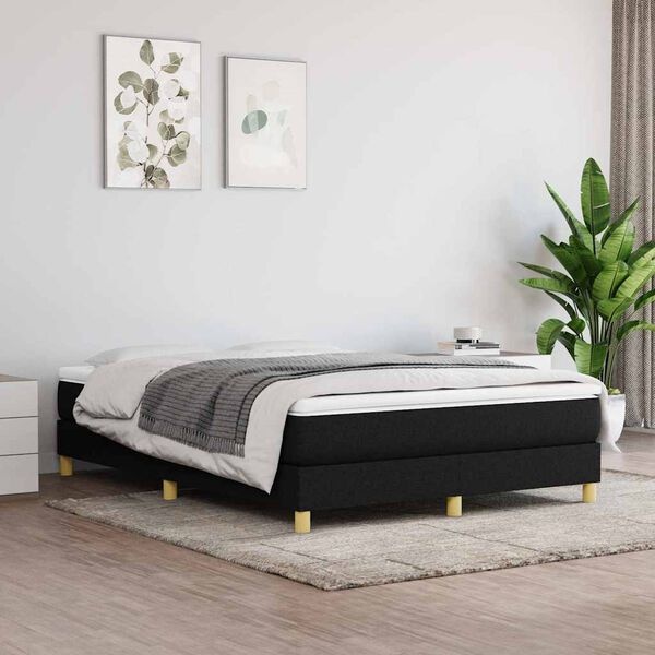 vidaXL Boxspring bed stof zwart 140x190 cm