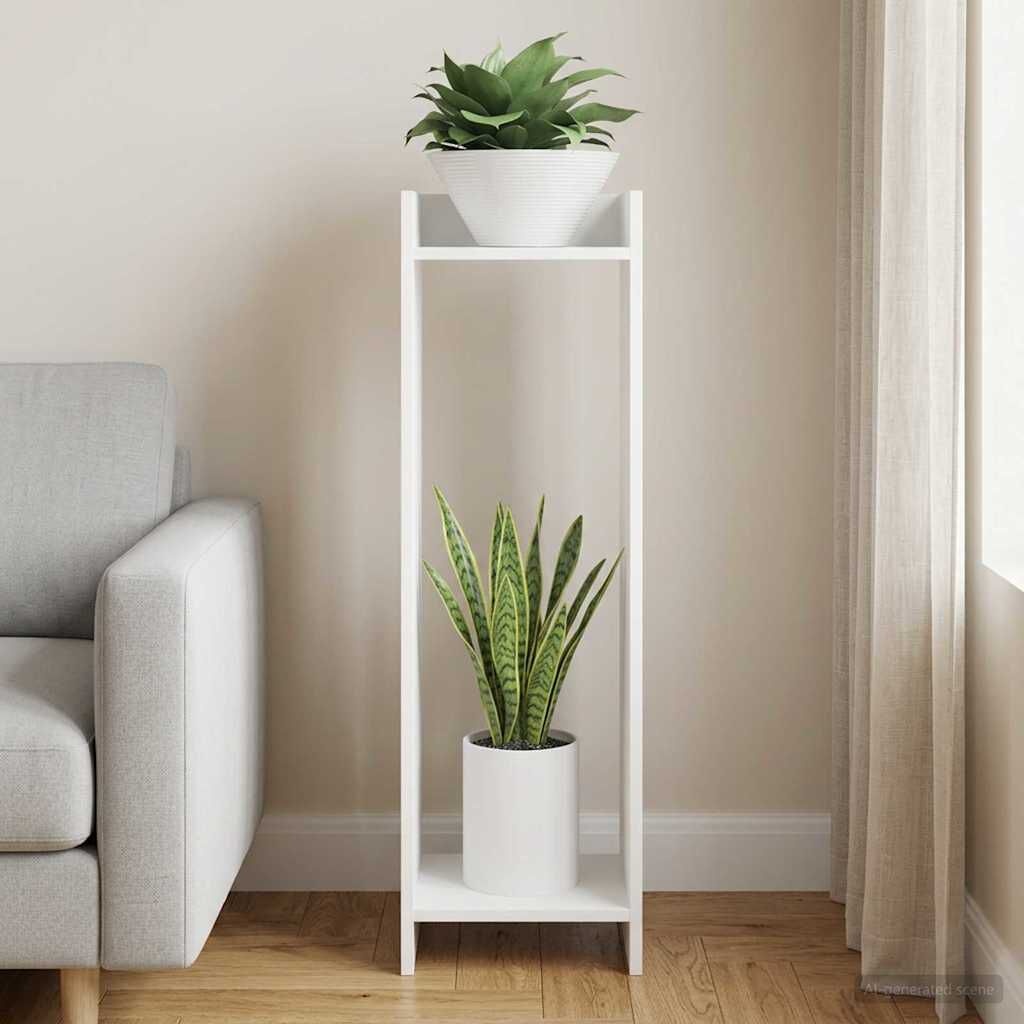 vidaXL Plantenstandaard Wit 30 x 30 x 100 cm Bewerkt hout