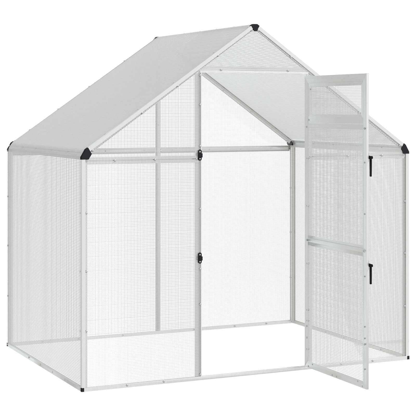 vidaXL Vogelkooi Zilverkleurig 181,5 x 112,5 x 173,5 cm