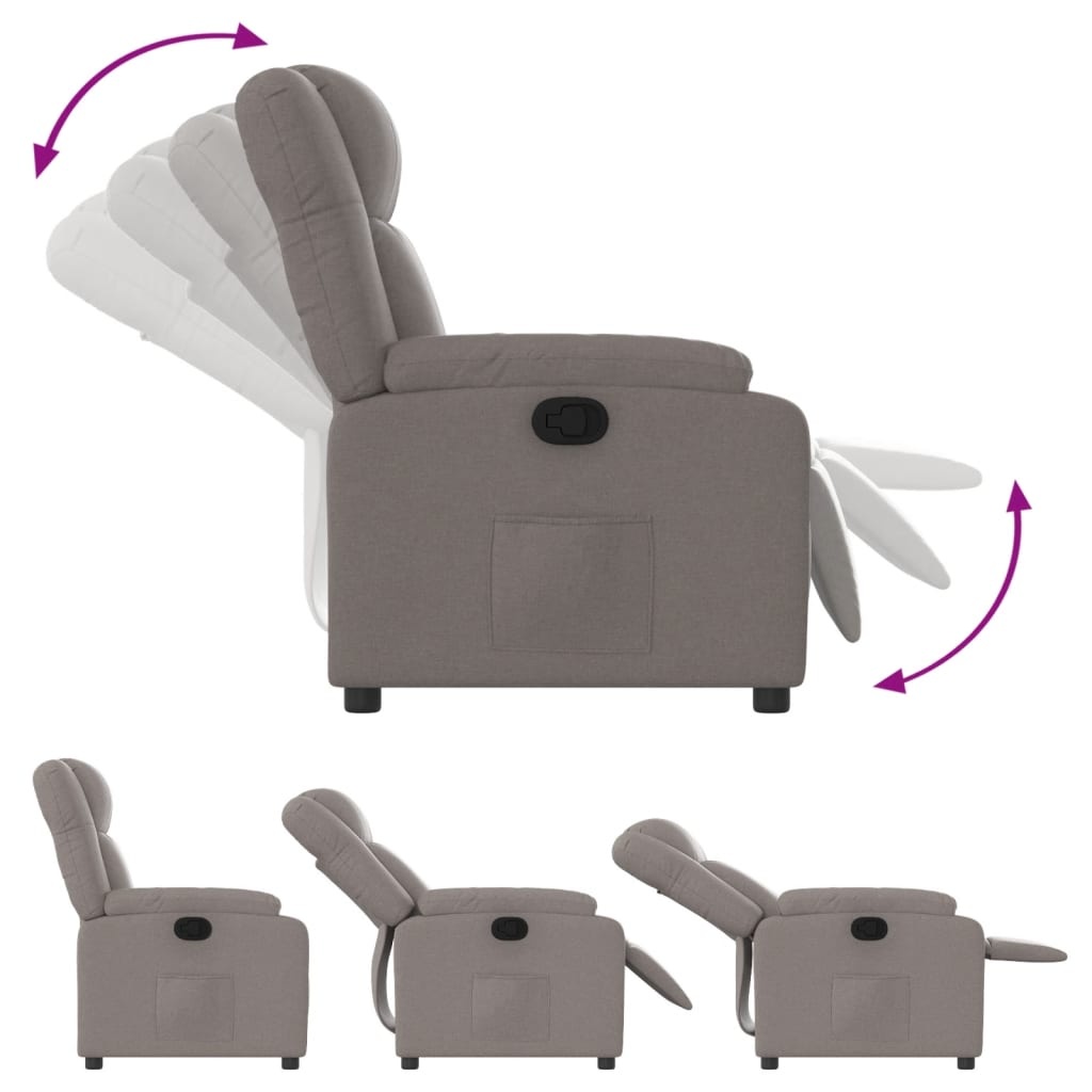 vidaXL Fauteuil verstelbaar stof taupe