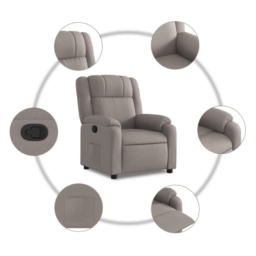 vidaXL Fauteuil verstelbaar stof taupe