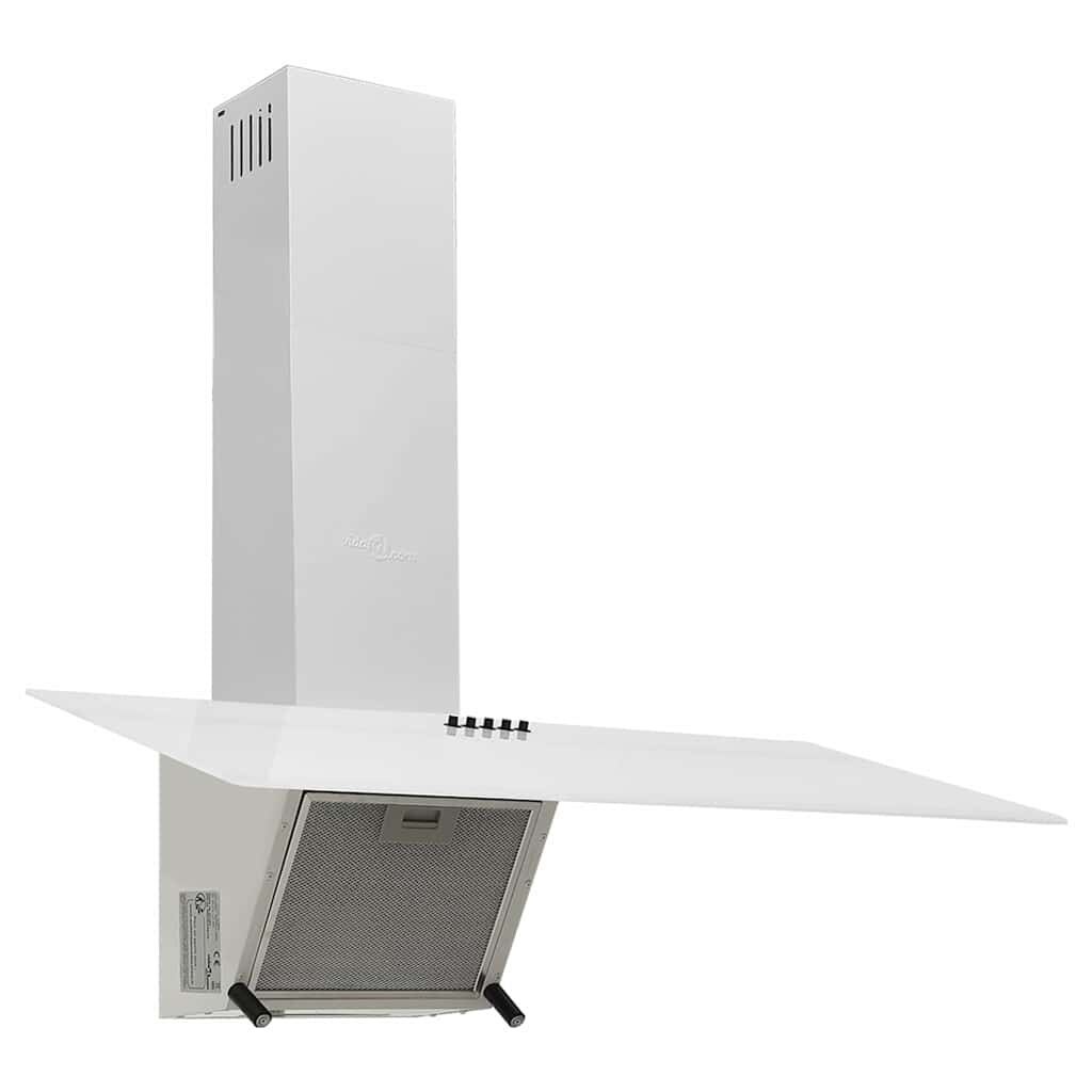 vidaXL Wandafzuigkap 90 cm staal en gehard glas wit