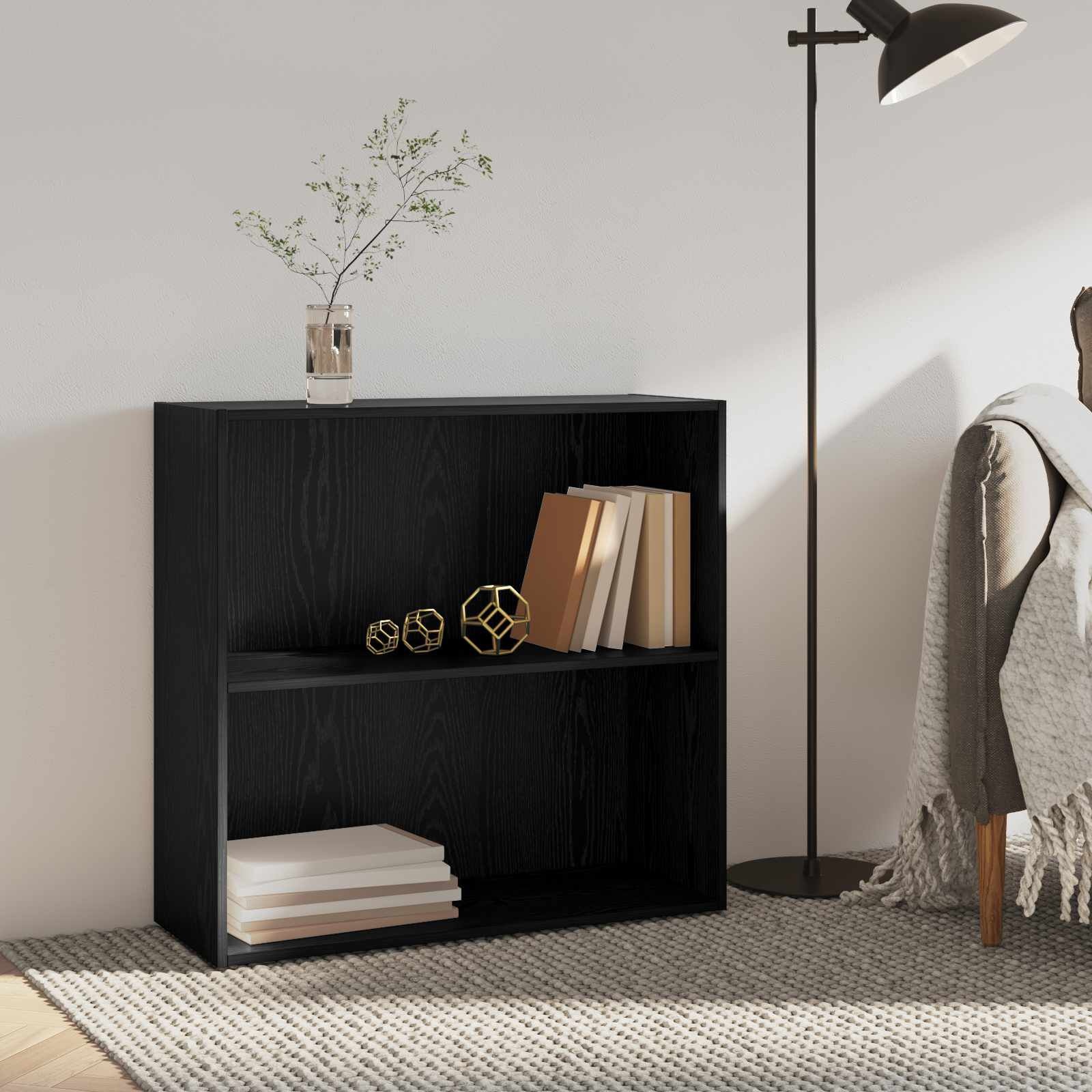 vidaXL Boekenkast 80 x 30 x 76,5 cm Bewerkt hout Zwart Eiken