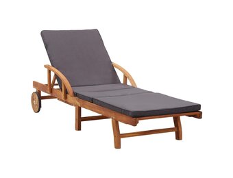 vidaXL Ligbed met kussen massief acaciahout