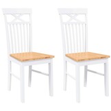 vidaXL Eetkamerstoelen 2 st massief hout rubber wit