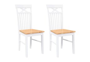 Eetkamerstoelen Massief Hout Rubber Wit (2 stuks) - 41% Korting