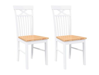 vidaXL Eetkamerstoelen 2 st massief hout rubber wit