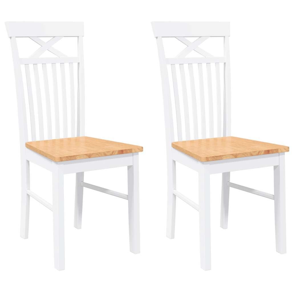 vidaXL Eetkamerstoelen 2 st massief hout rubber wit