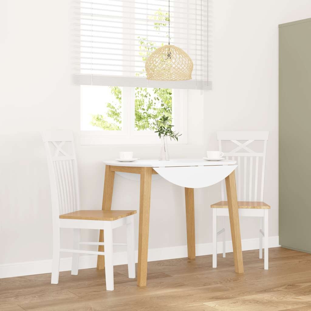 vidaXL Eetkamerstoelen 2 st massief hout rubber wit
