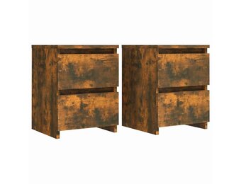 vidaXL Nachtkastjes 2 stuks Gerookt Eiken 30x30x40 cm Bewerkt Hout