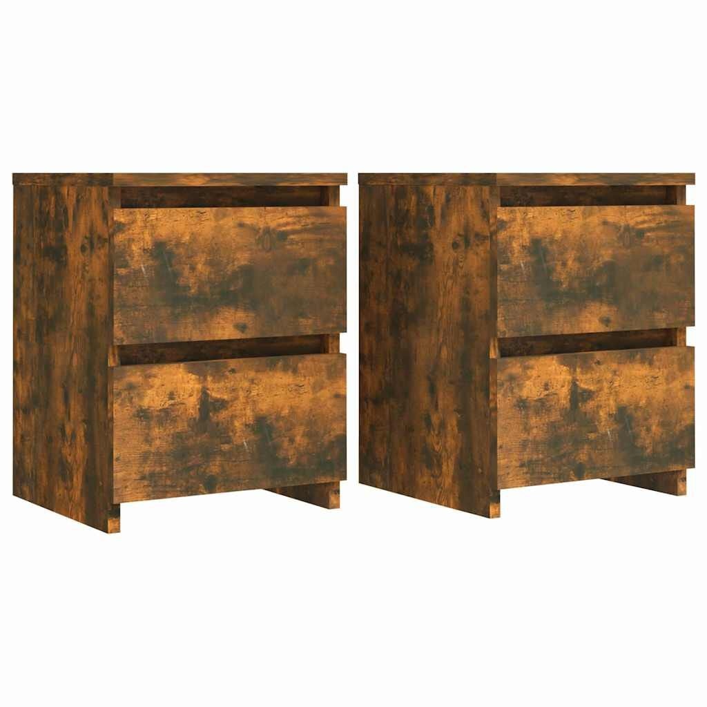 vidaXL Nachtkastjes 2 stuks Gerookt Eiken 30x30x40 cm Bewerkt Hout