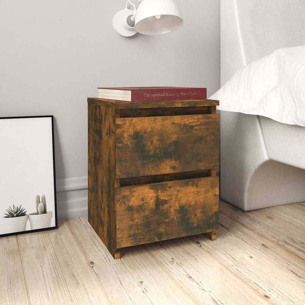 vidaXL Nachtkastjes 2 stuks Gerookt Eiken 30x30x40 cm Bewerkt Hout