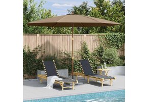 Parasol 350 cm Taupe - Hout met Katrolsysteem - 34% Korting