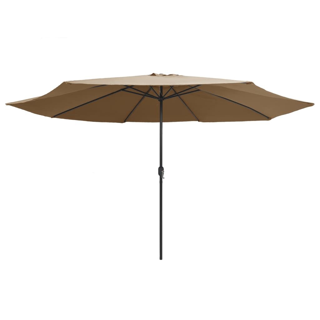 vidaXL Parasol met metalen paal 390 cm taupe