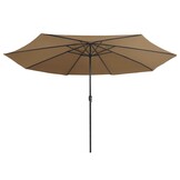 vidaXL Parasol met metalen paal 390 cm taupe