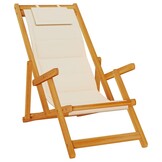 vidaXL Strandstoel inklapbaar met armleuningen acaciahout en textileen
