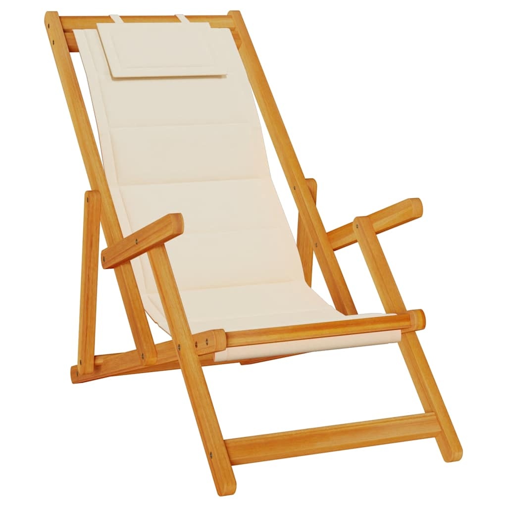 vidaXL Strandstoel inklapbaar met armleuningen acaciahout en textileen