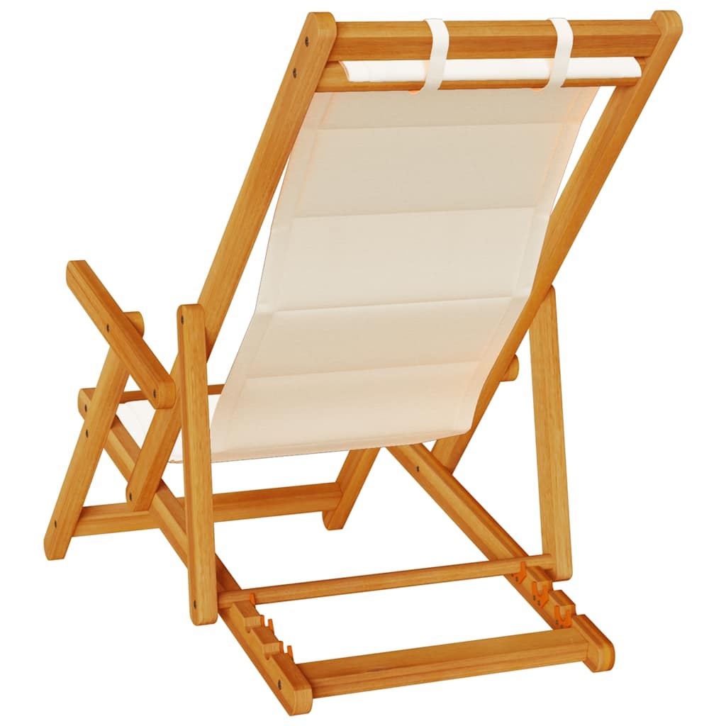 vidaXL Strandstoel inklapbaar met armleuningen acaciahout en textileen