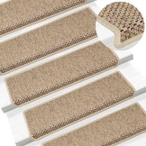vidaXL Trapmatten zelfklevend 15 st sisal-look 65x21x4 cm zandkleurig
