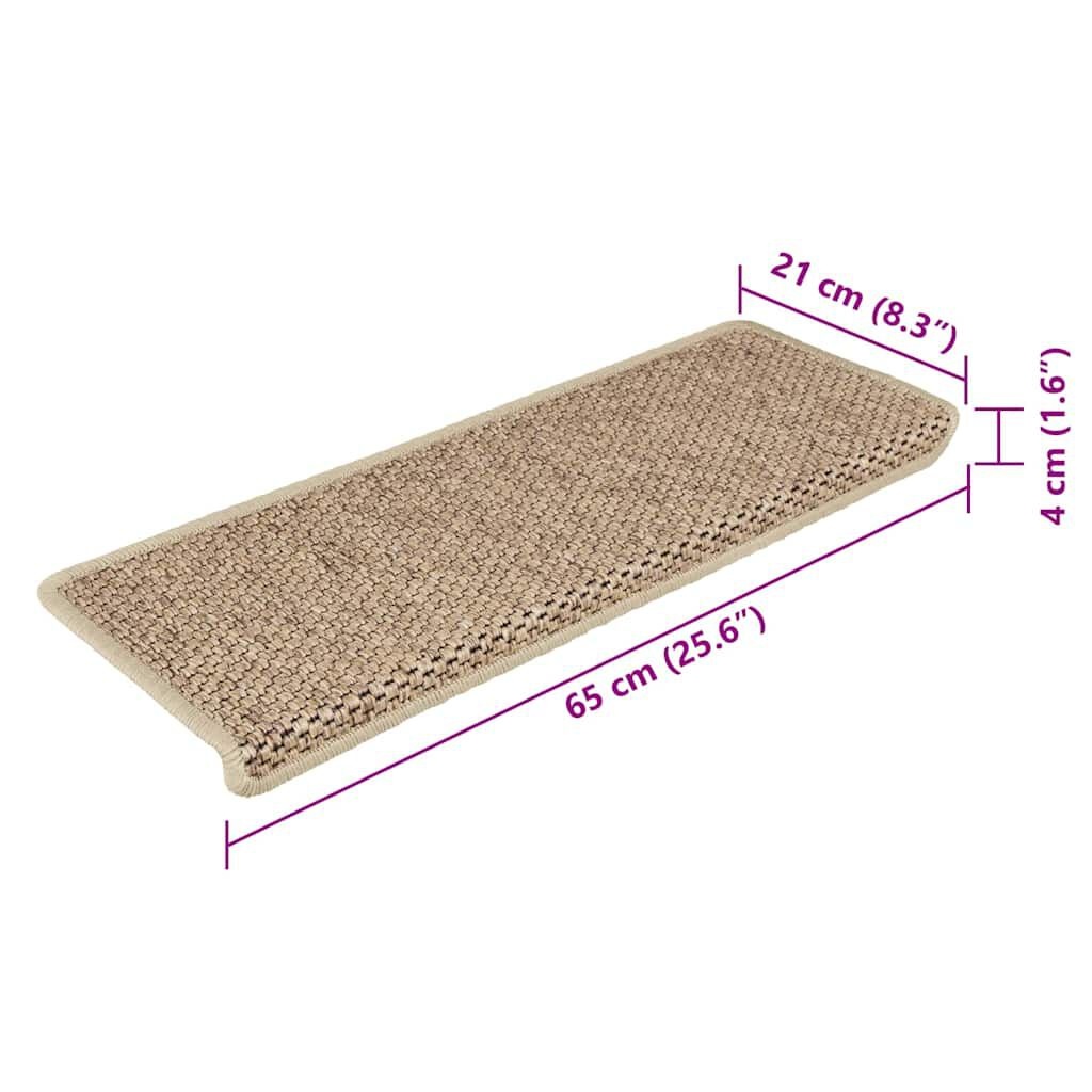 vidaXL Trapmatten zelfklevend 15 st sisal-look 65x21x4 cm zandkleurig