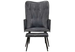 Grijze Fauteuil met Voetensteun van Echt Leer - 59% Korting!