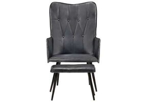 Grijze lederen fauteuil met voetensteun - 63% korting!
