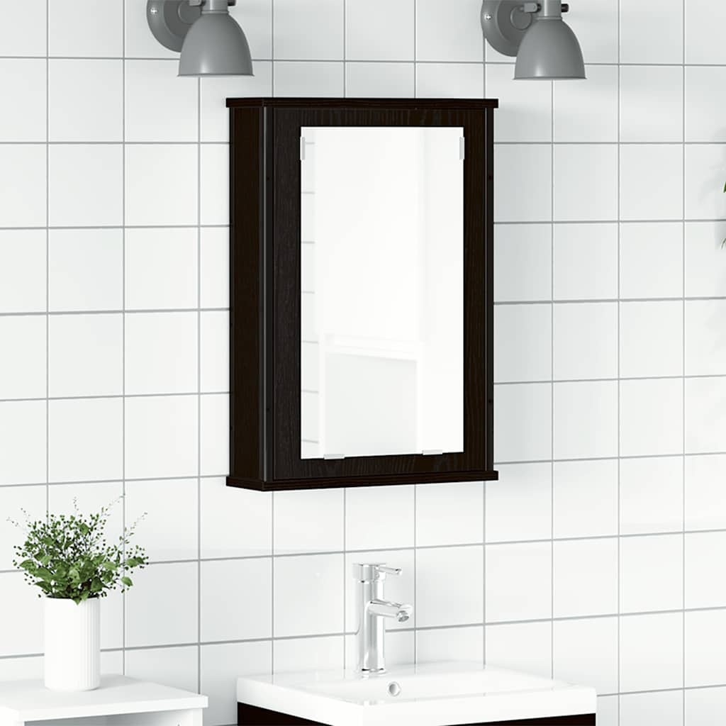 vidaXL Badkamerspiegelkast 42x12x60 cm spaanplaat zwart eikenkleurig