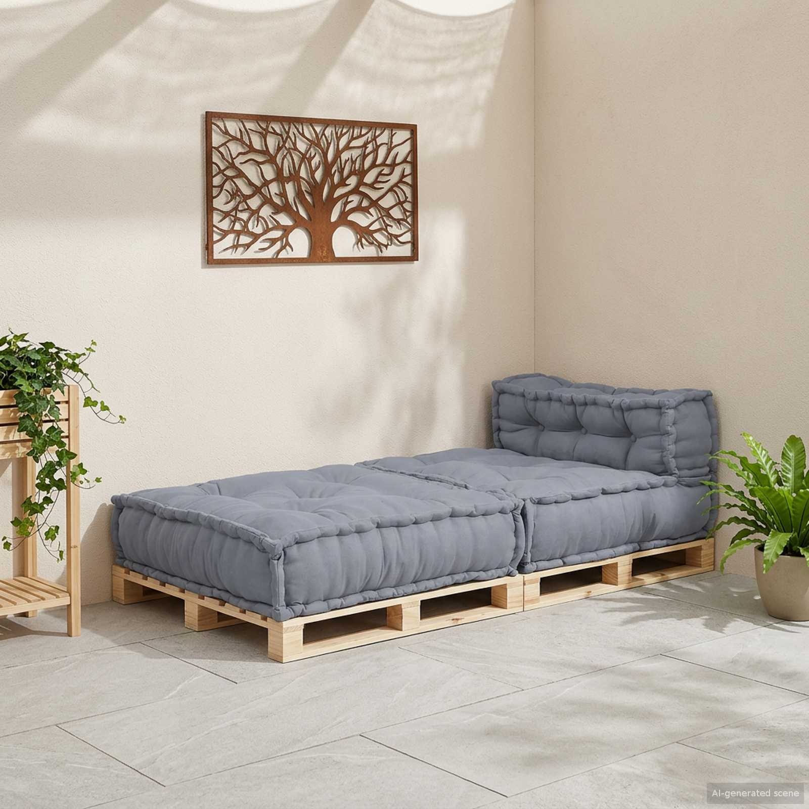 vidaXL Modulair Sofabet Stof Grijs 70 x 70 x 56 cm