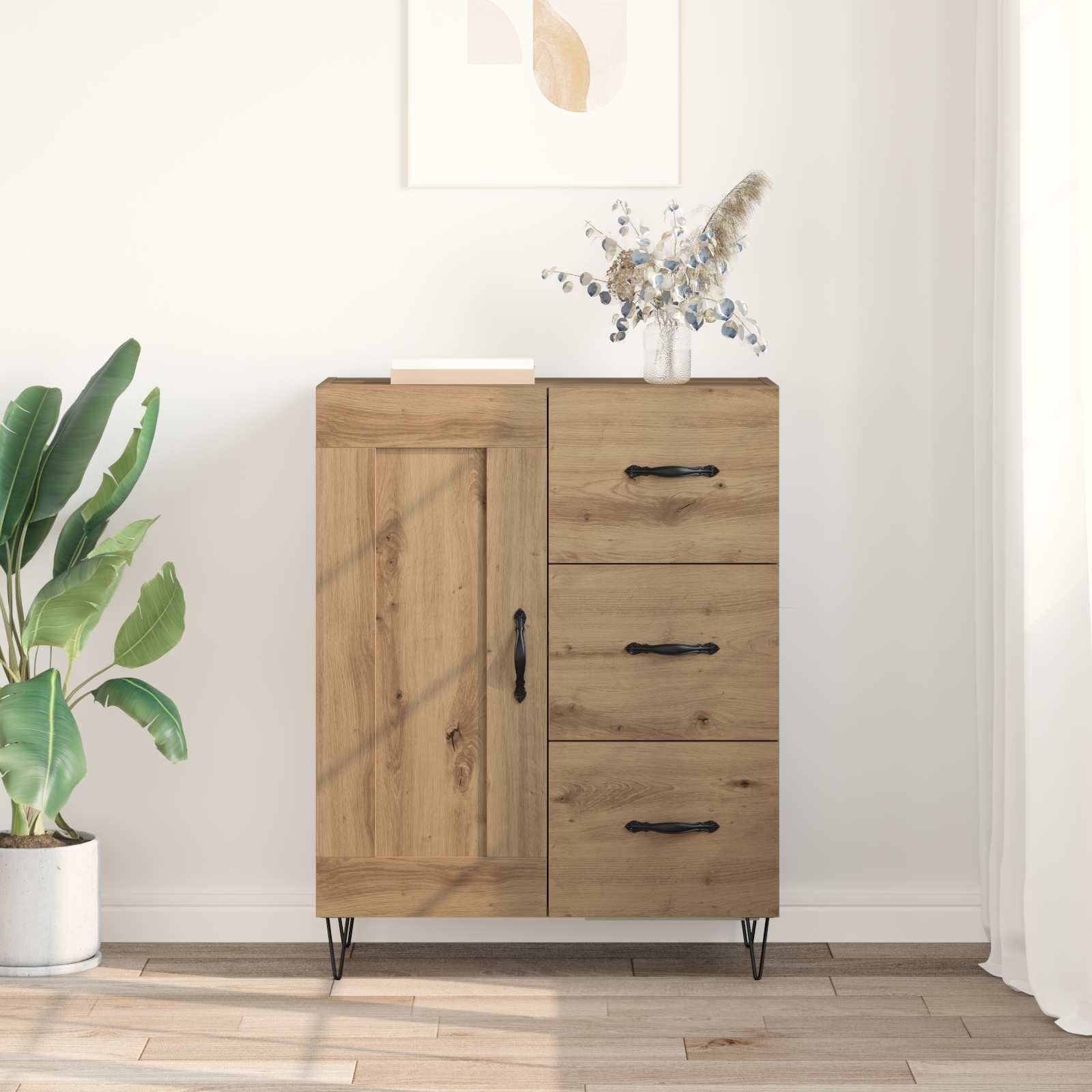 vidaXL Dressoir Artisan Eik 69,5 x 34 x 90 cm Geconstrueerd hout