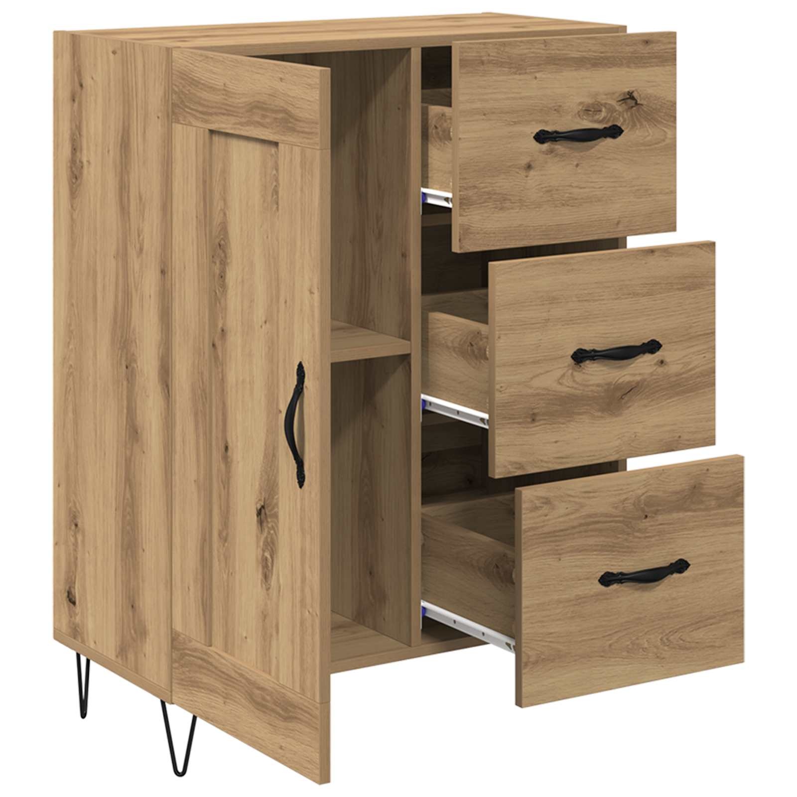 vidaXL Dressoir Artisan Eik 69,5 x 34 x 90 cm Geconstrueerd hout