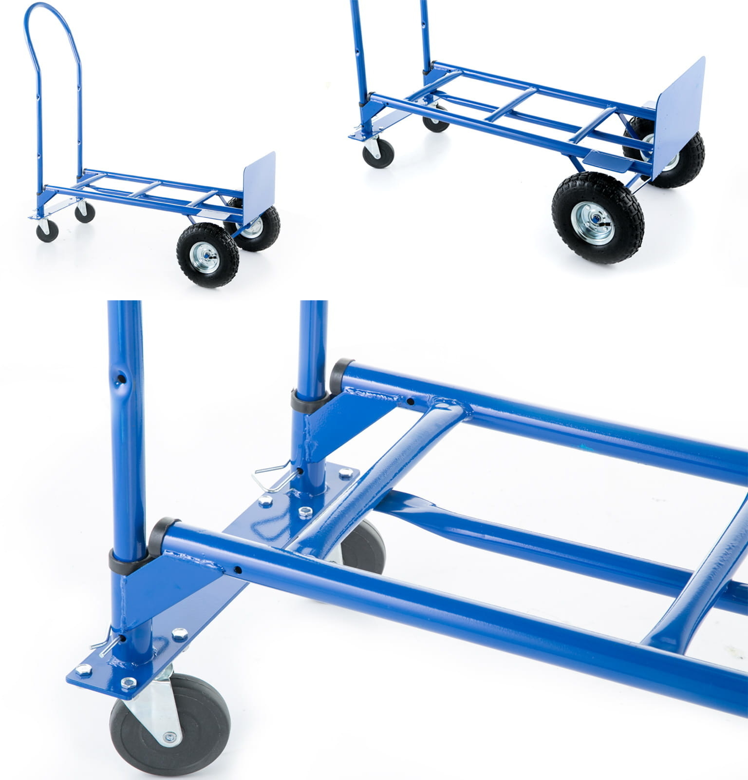 Steekwagen - Transportwagen - tot 250 kg - luchtbanden - blauw